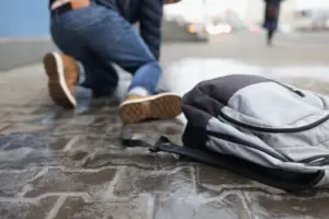 A person who slip and fell outside.